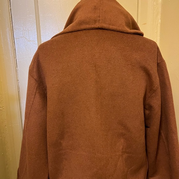 Double faced crop Jacket by House of Harlow 1960. Brown wool blend. Hip & sporty - Picture 3 of 11